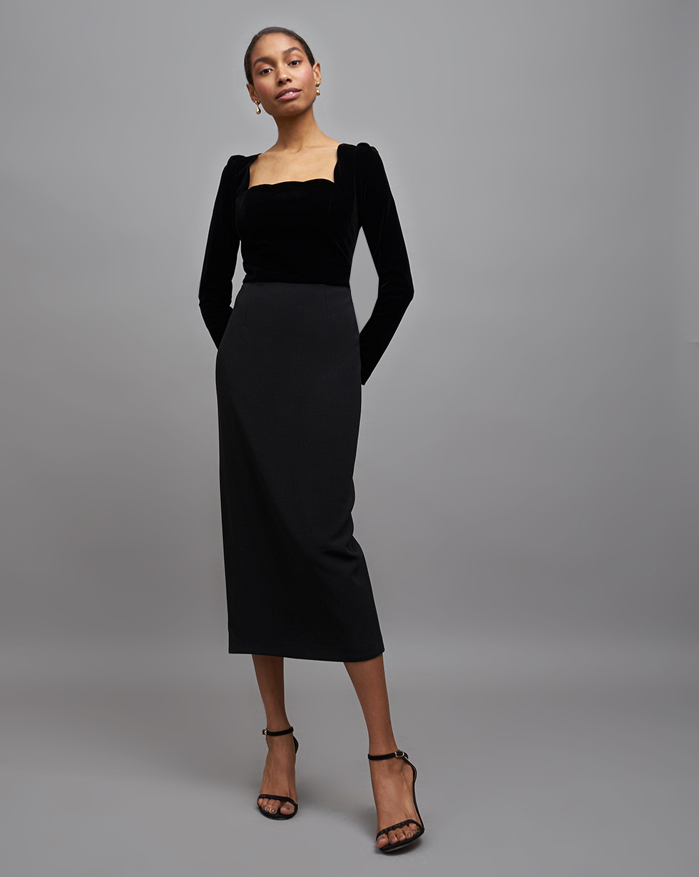 

Платье с бархатным лифом, Чёрный