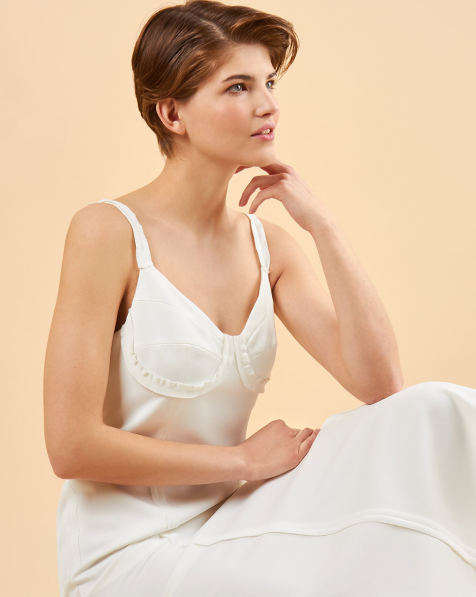 12Storeez Платье с нашивными лентами (белый)