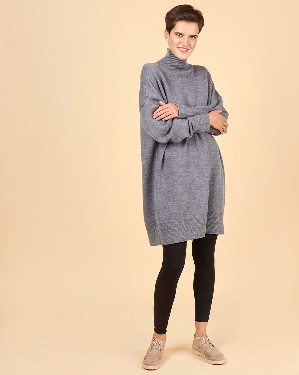 12Storeez Платье-свитер (серый)