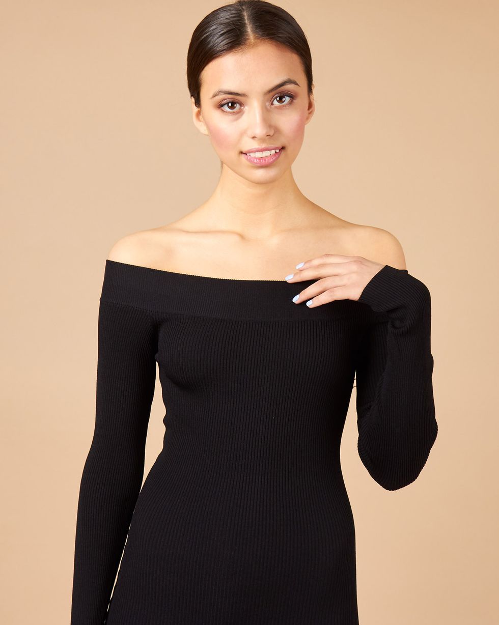 12Storeez Платье с открытыми плечами (черное) SS18