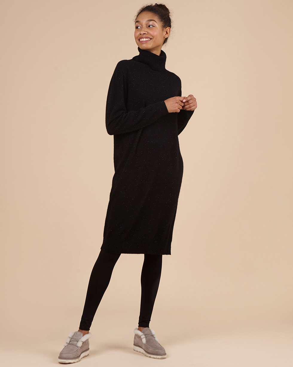 12Storeez Платье с высоким воротником из 100% кашемира (меланж черный) FW18