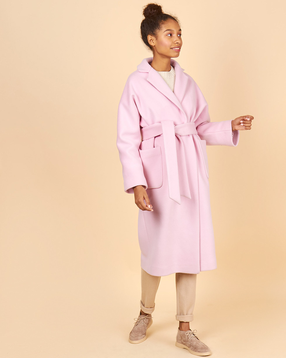12Storeez Пальто-халат с окантованными швами (розовый)