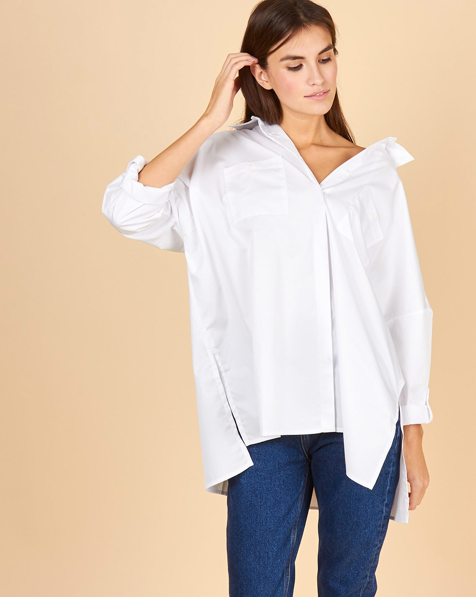 12Storeez Рубашка с карманами однотонная (белоснежный)