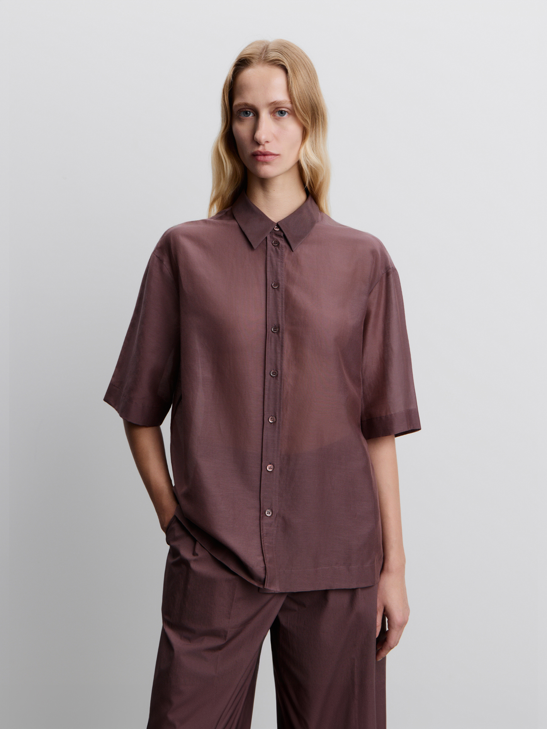 Рубашка из хлопка и шелка 12 STOREEZ