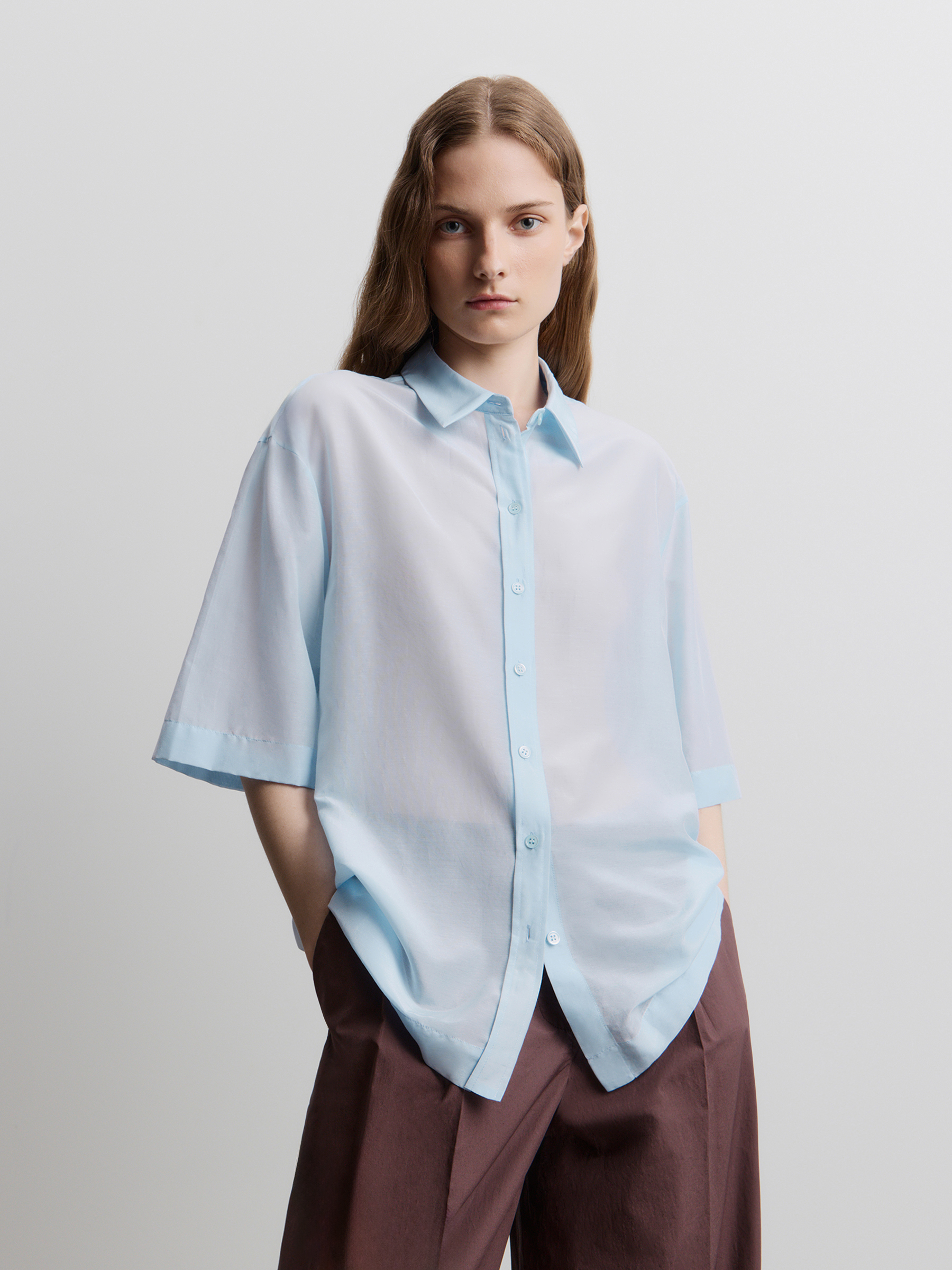 Рубашка из хлопка и шелка 12 STOREEZ