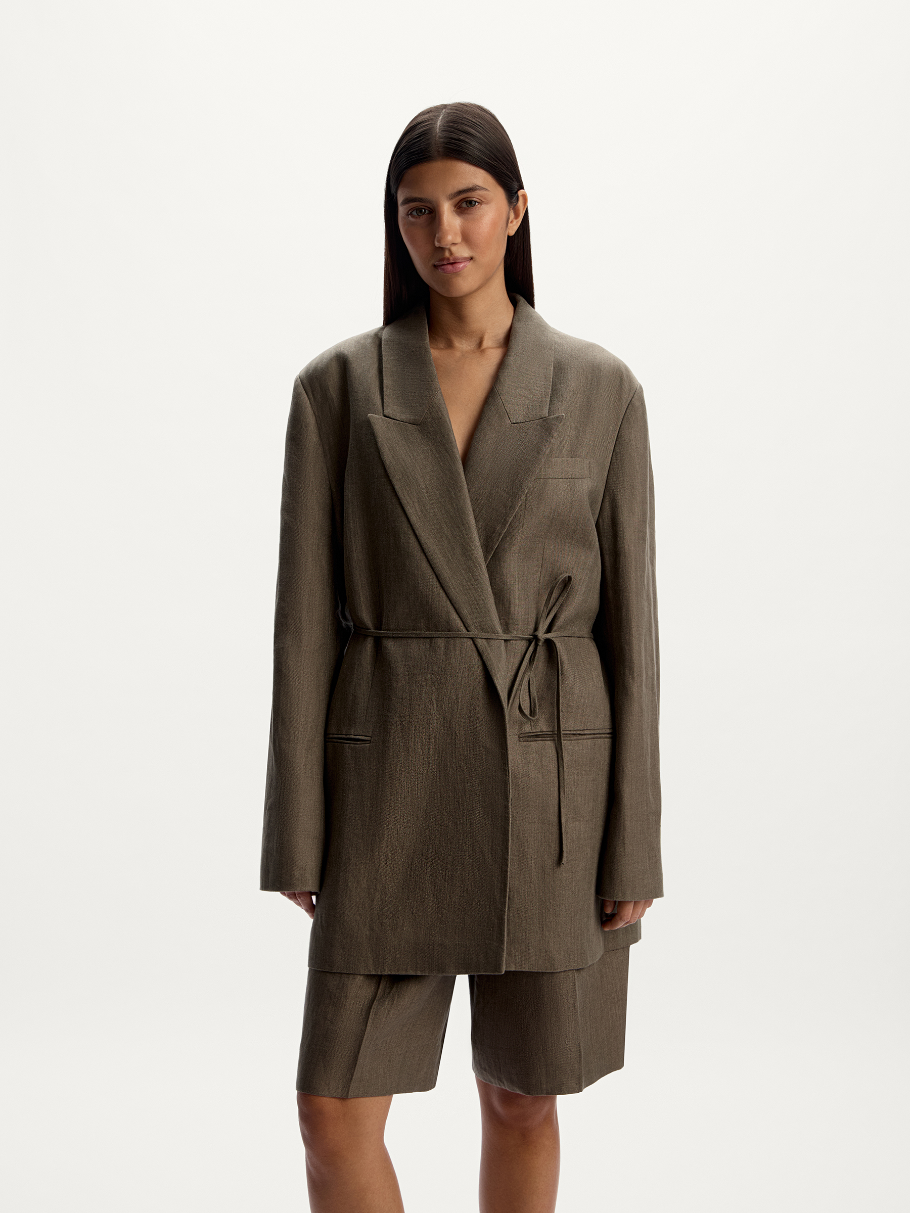 Жакет льняной с поясом 12 STOREEZ 27000₽