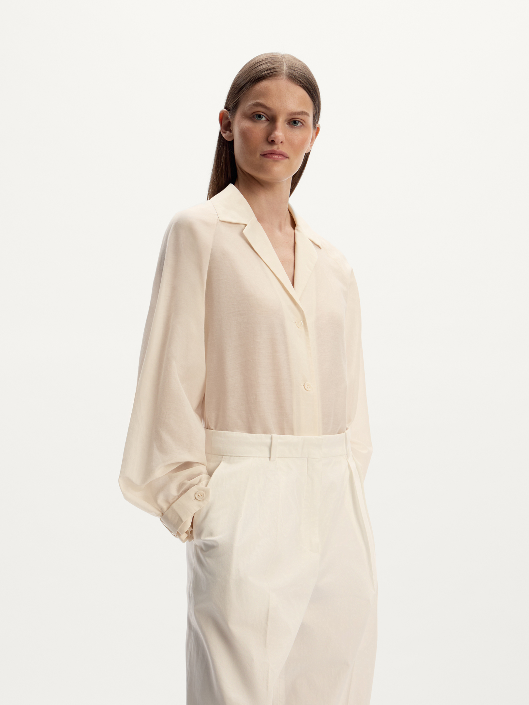 Блузка из хлопка и шелка 12 STOREEZ