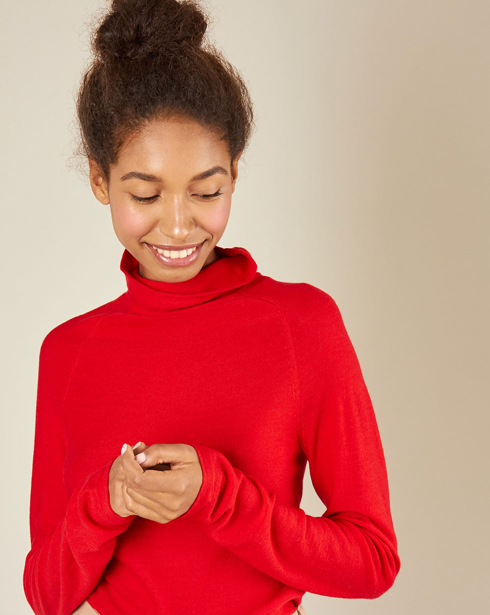 

Водолазка изнаночной вязки, Красный