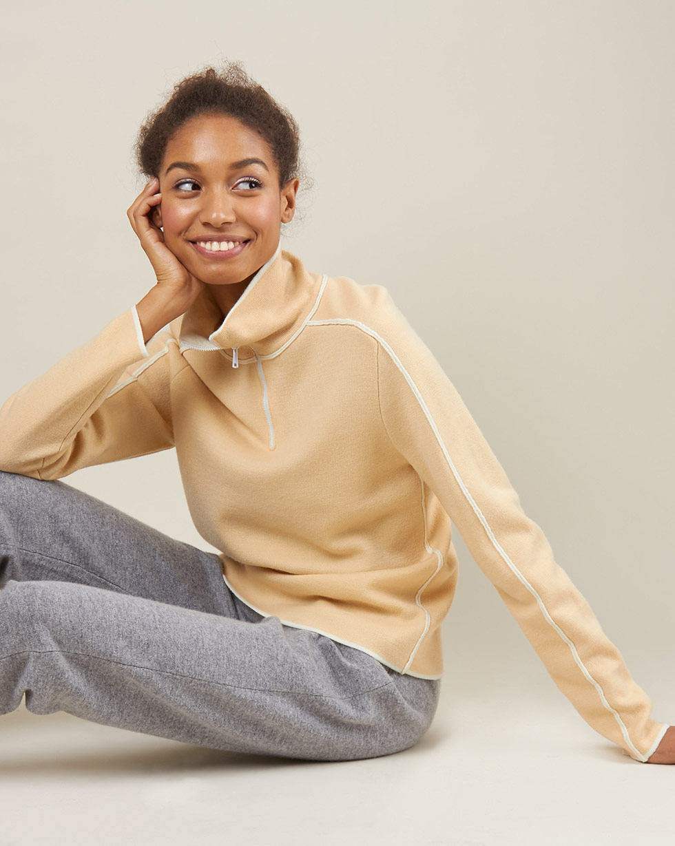 

Свитер на молнии, Молочный/белый