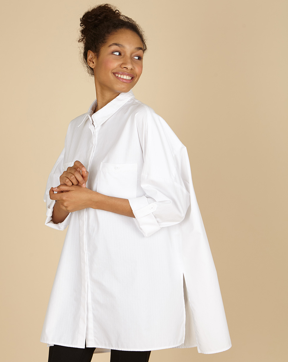 

Рубашка с карманами, Белый в белую полоску