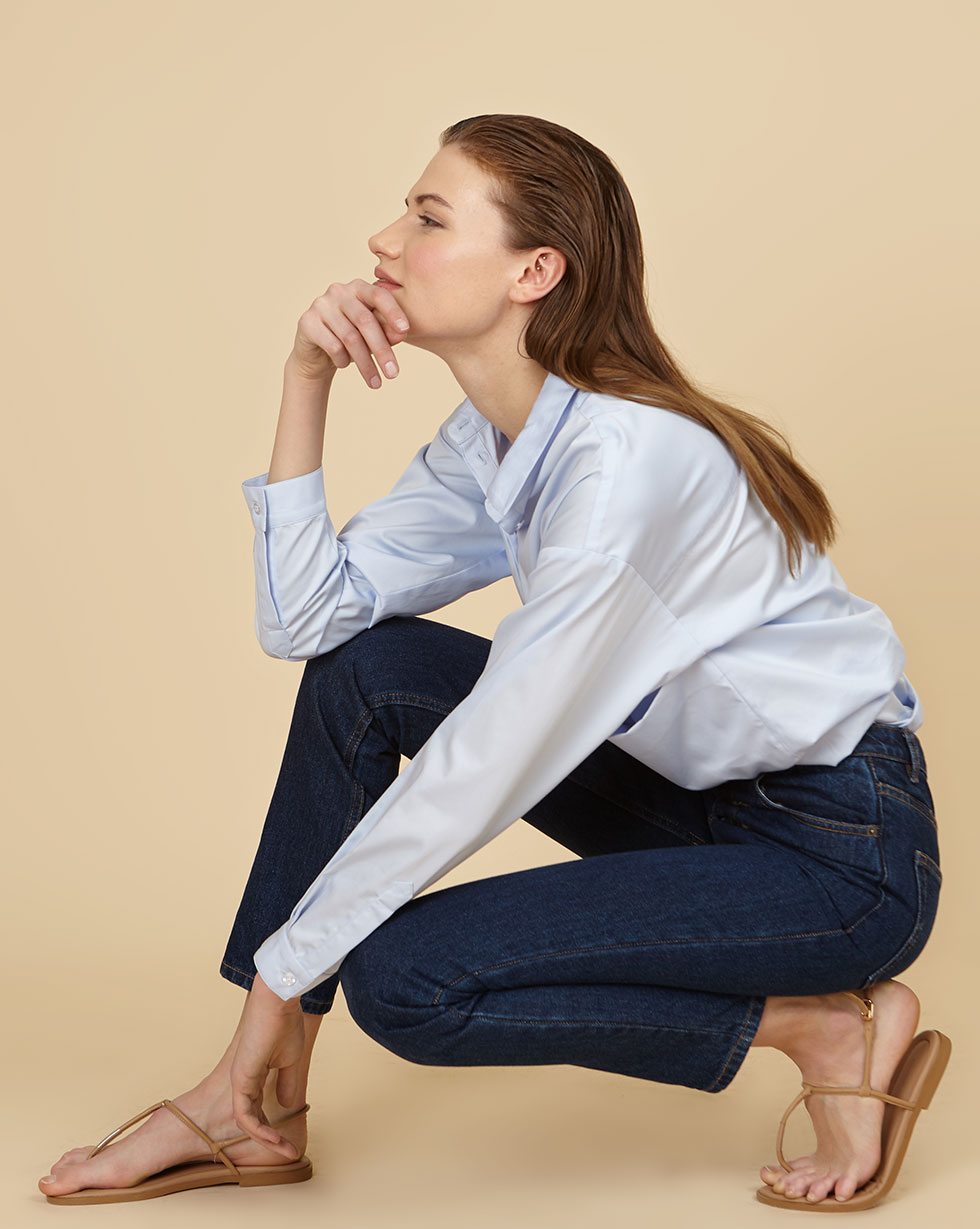 

Джинсы зауженные на пуговицах, Синий