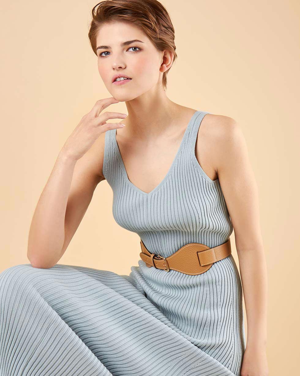 

Платье на широких бретелях из трикотажа, Светло-голубой