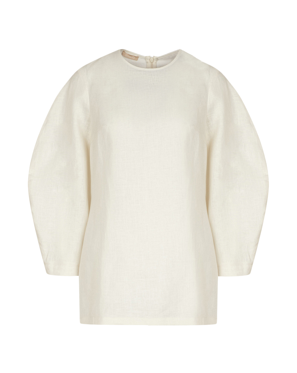 

Комплект: Топ с объемными рукавами и юбка миди, Молочный