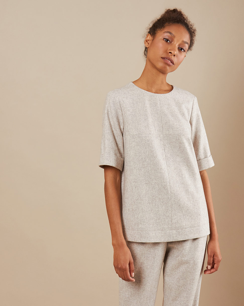 

Топ с коротким рукавом, Бежевый