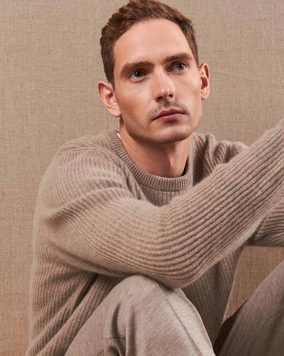 

Свитер в рубчик из 100% superior mongolian cashmere, Кофейный