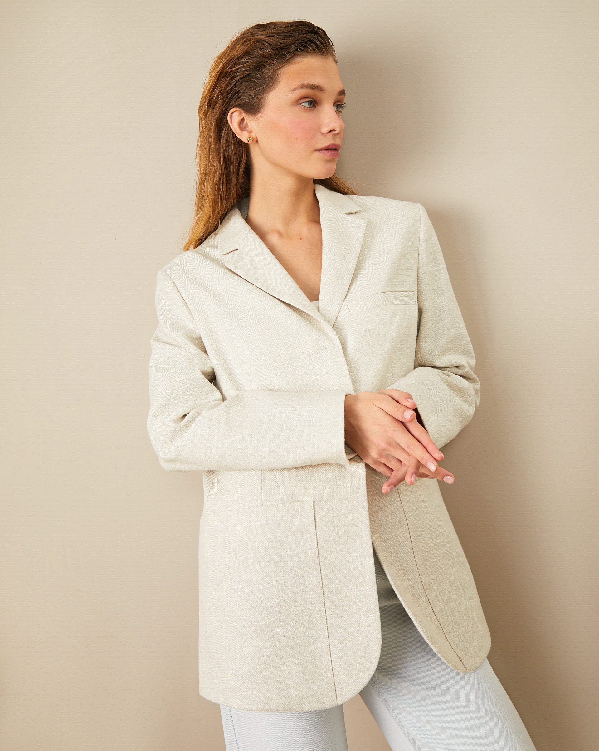 

Жакет в стиле oversize, Молочный