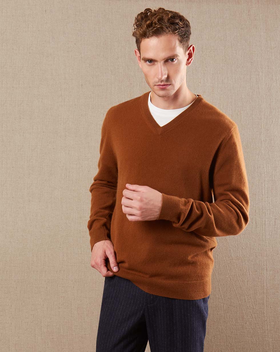 12STOREEZ Джемпер с V-образным вырезом из 100% superior mongolian cashmere (Коричневый) cruciani джемпер с v образным вырезом